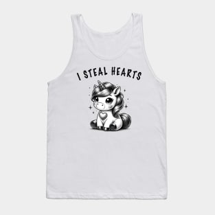 I Steal Hearts Valentines Unicorn Cute Couple Matching Idea Tank Top